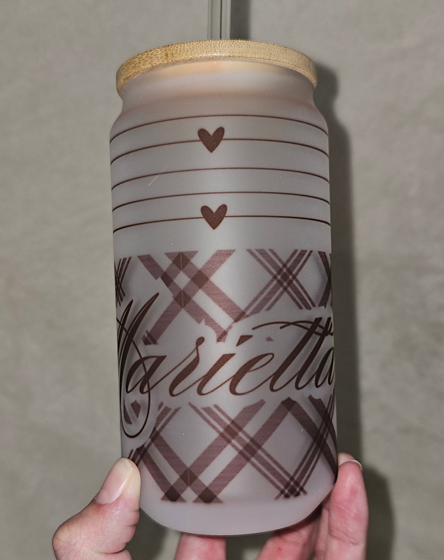 Custom Name Frosted Glass Tumbler –16oz.