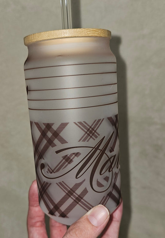Custom Name Frosted Glass Tumbler –16oz.