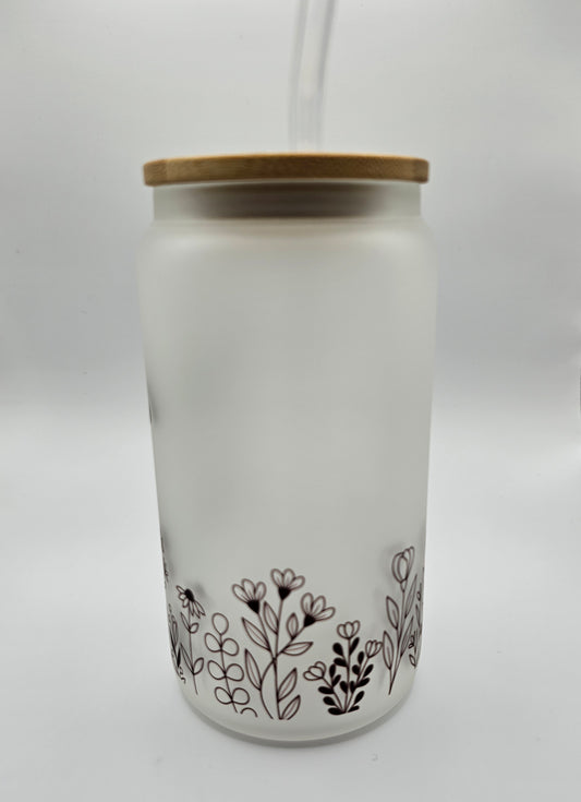 “Faith” Frosted Glass Can Tumbler- 16oz