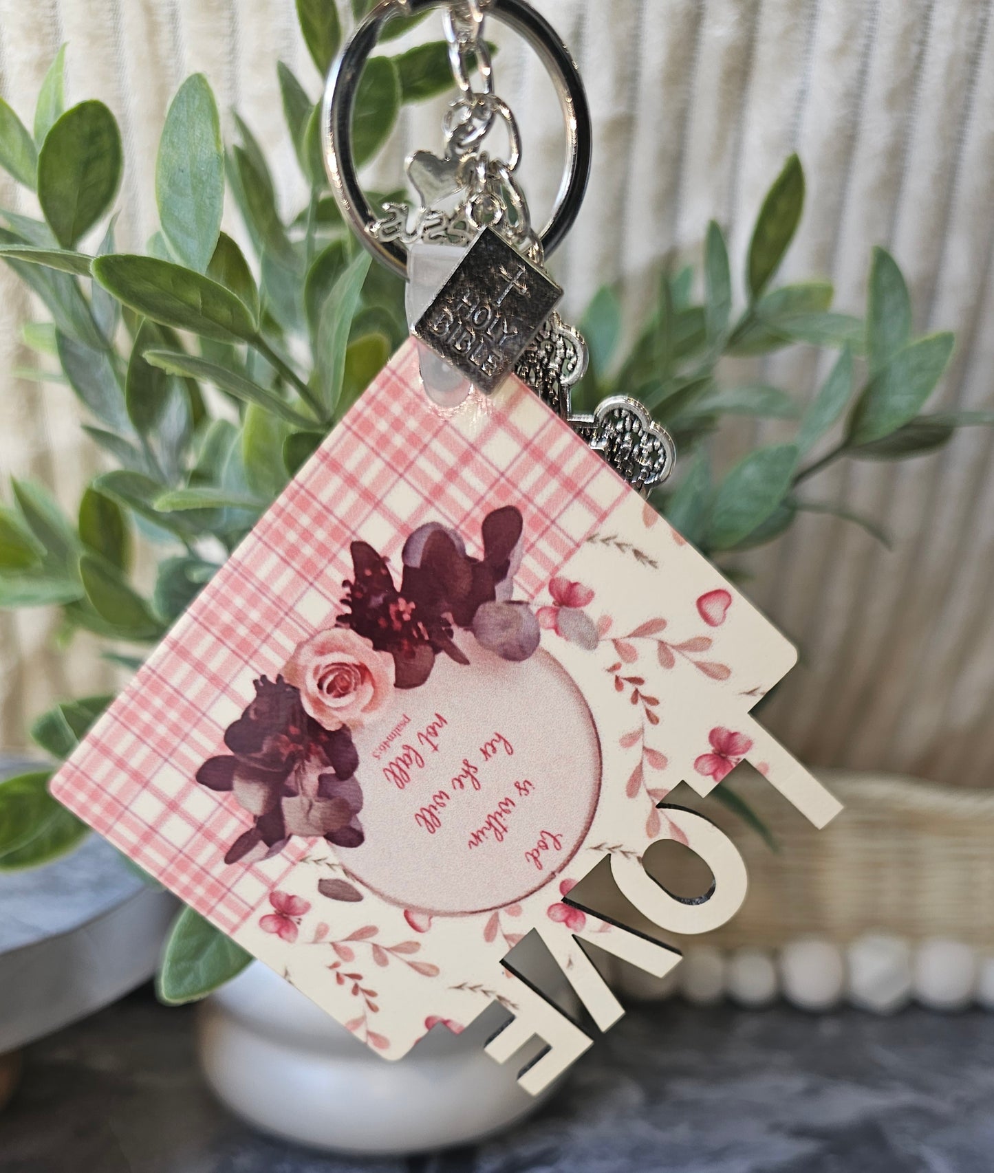 “God is Within Her” LOVE Keychain –