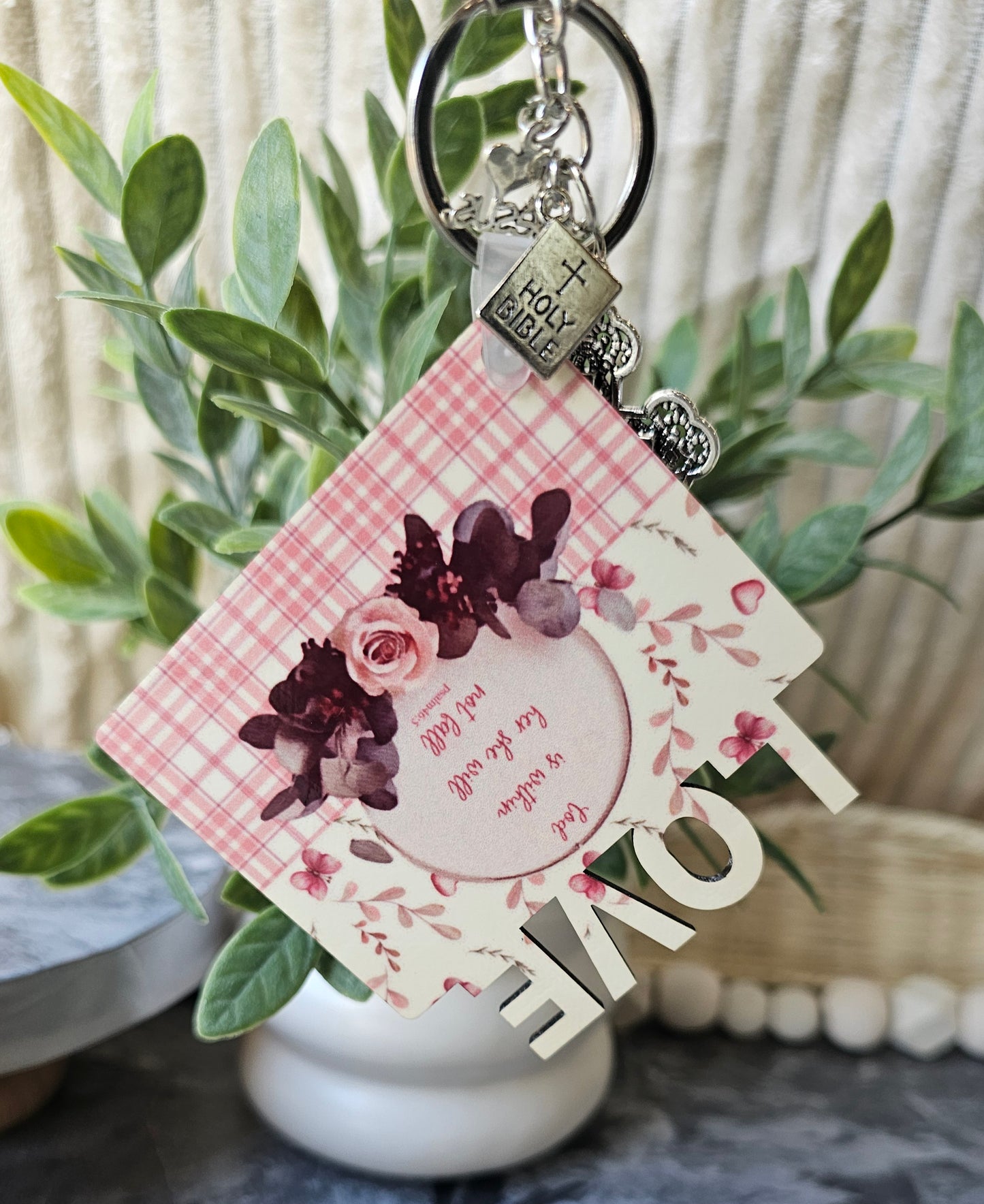 “God is Within Her” LOVE Keychain –
