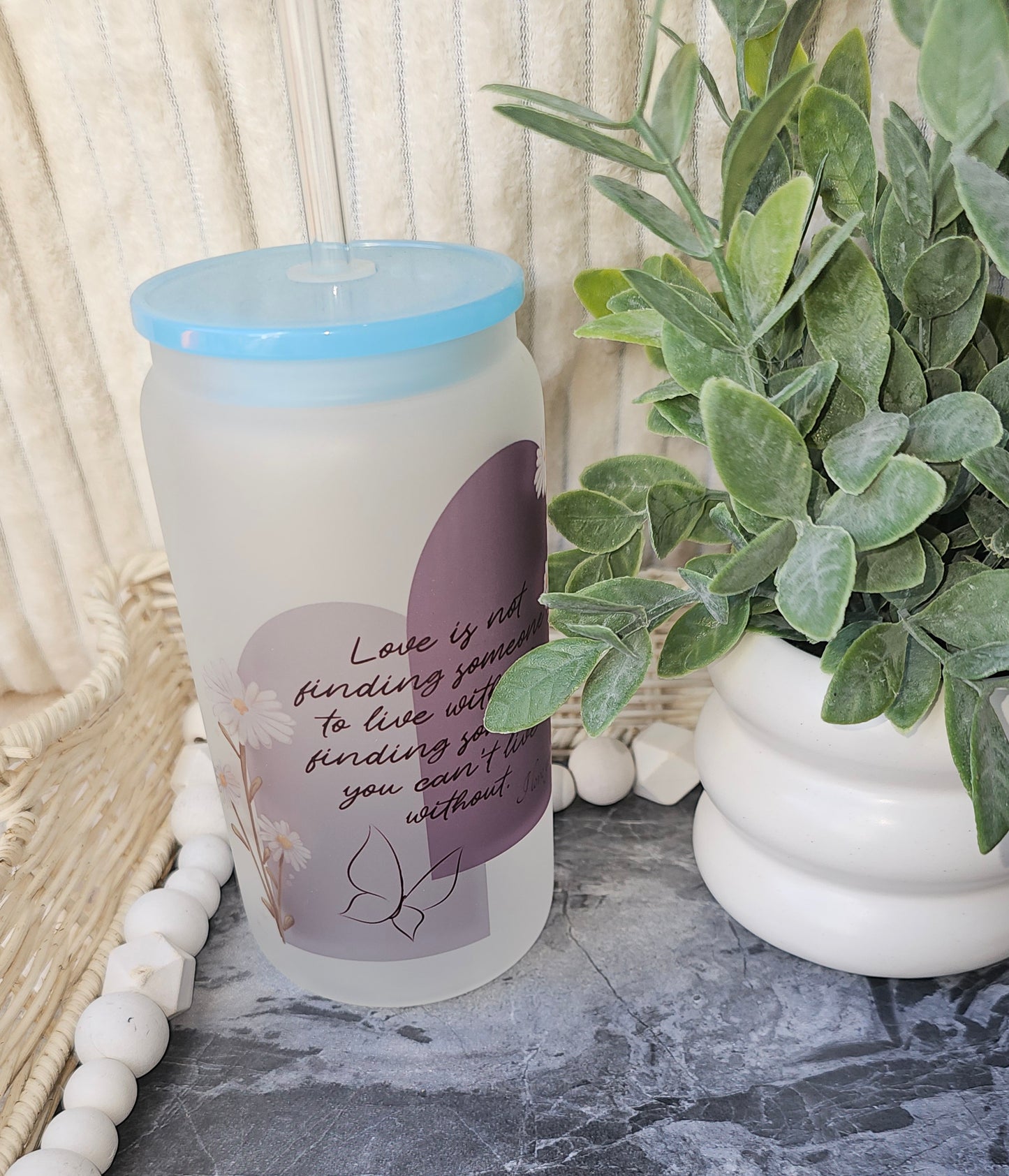 Can’t Live Without" – Frosted Glass Can Tumbler-16oz